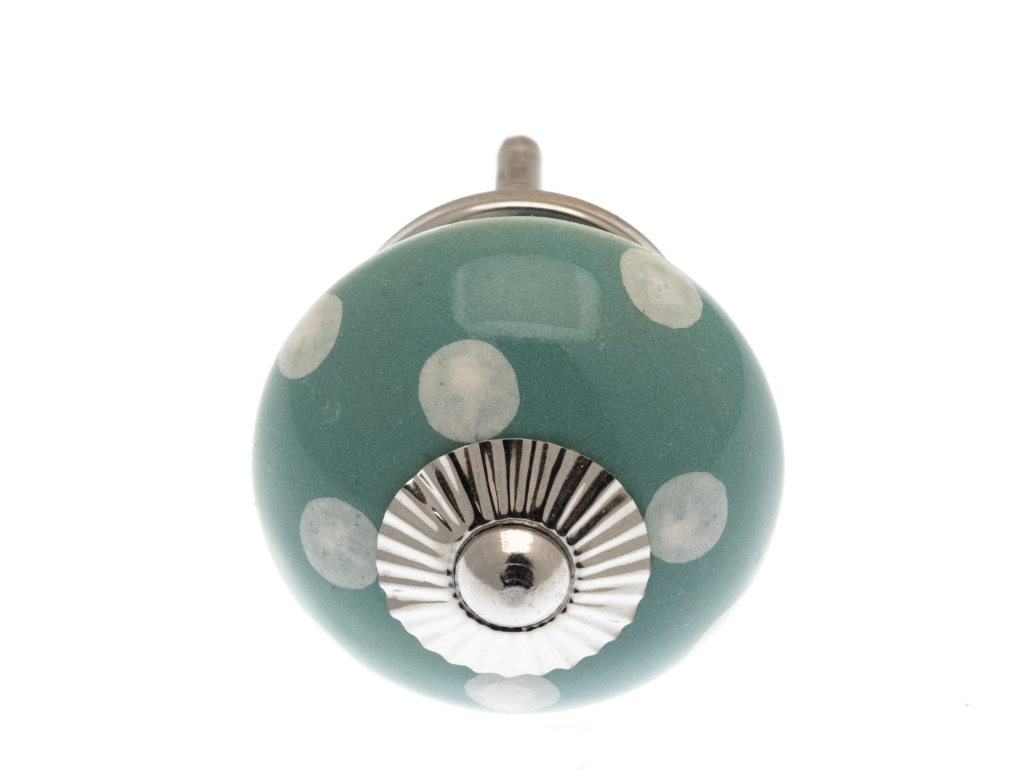 Ceramic Cupboard Door Knobs Turquoise with White Spots