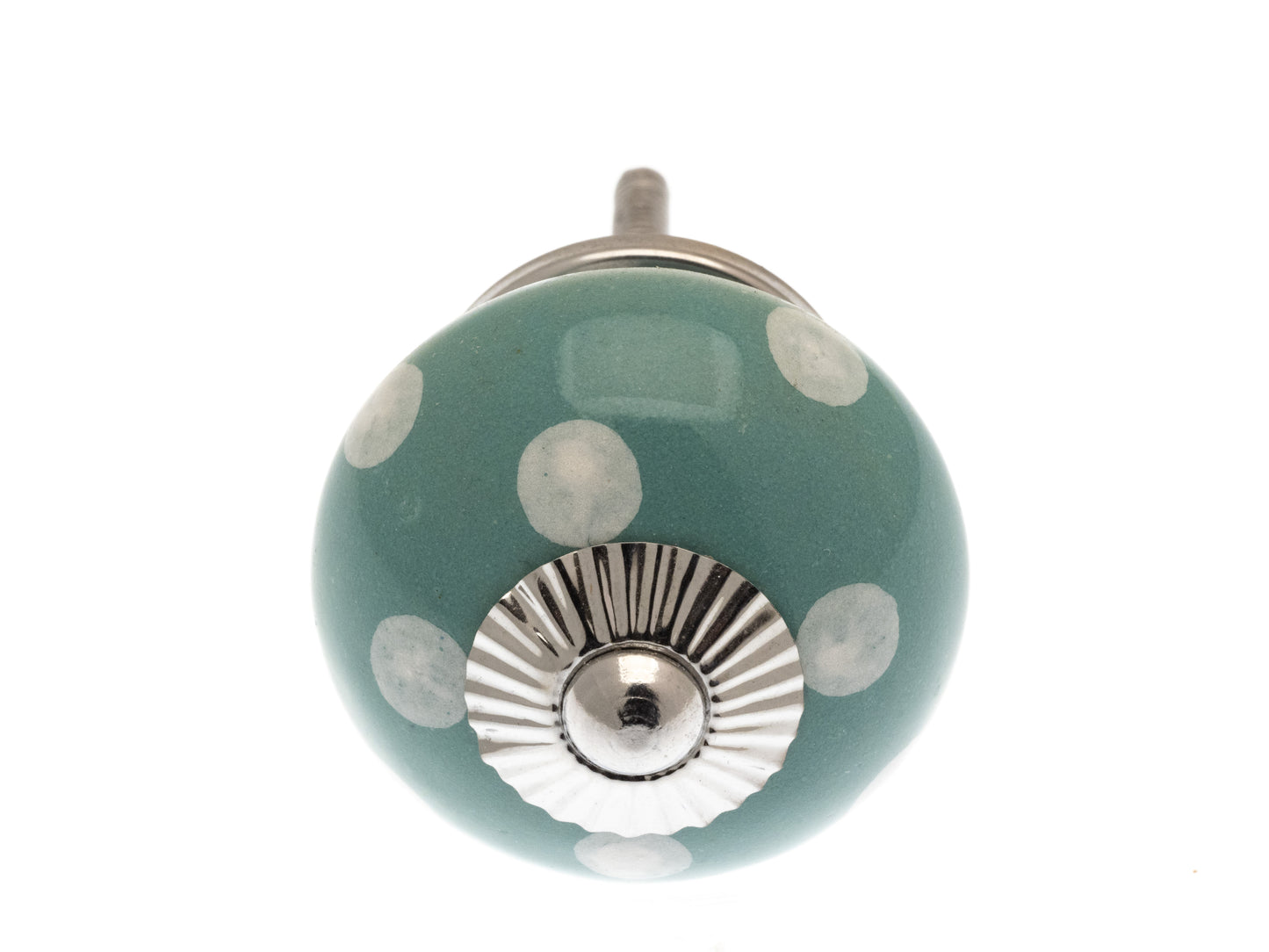 Boutons de porte de placard en céramique turquoise à pois blancs