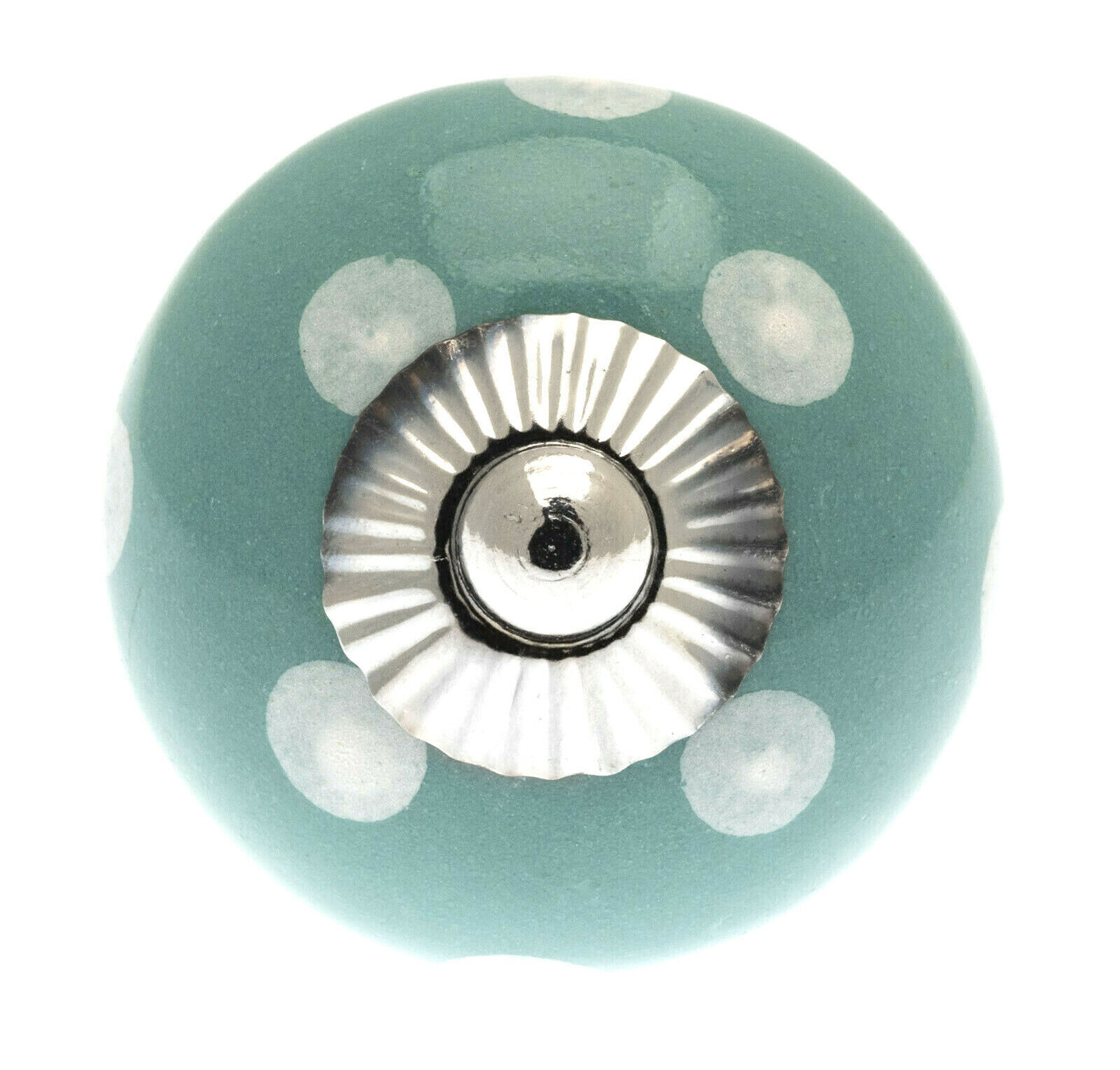 Ceramic Cupboard Door Knobs Turquoise with White Spots