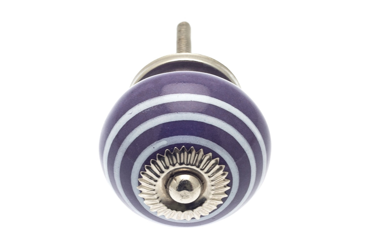 Ceramic Door Knobs Deep Purple with Light Stripes