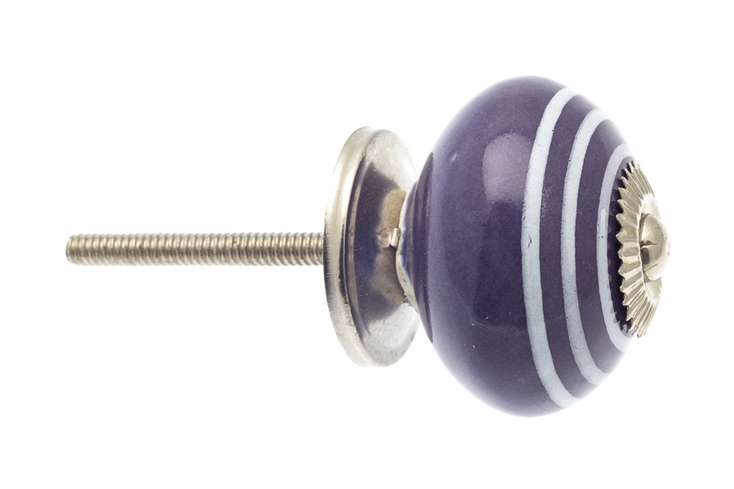 Ceramic Door Knobs Deep Purple with Light Stripes