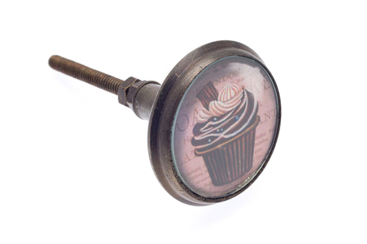 Antique Brass 'Cupcake' Cupboard Knob Round 40mm