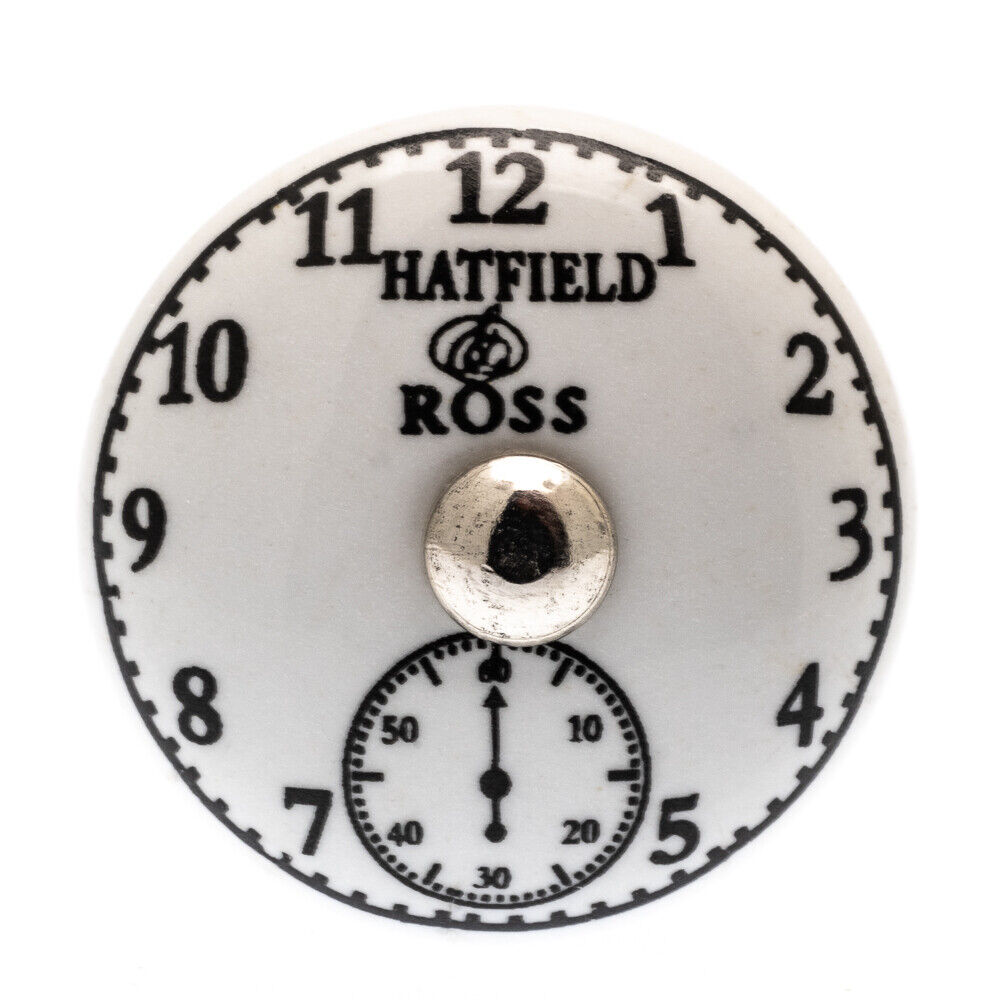 Ceramic Cupboard Knob 'Potterstone' Clockface Antique Silver