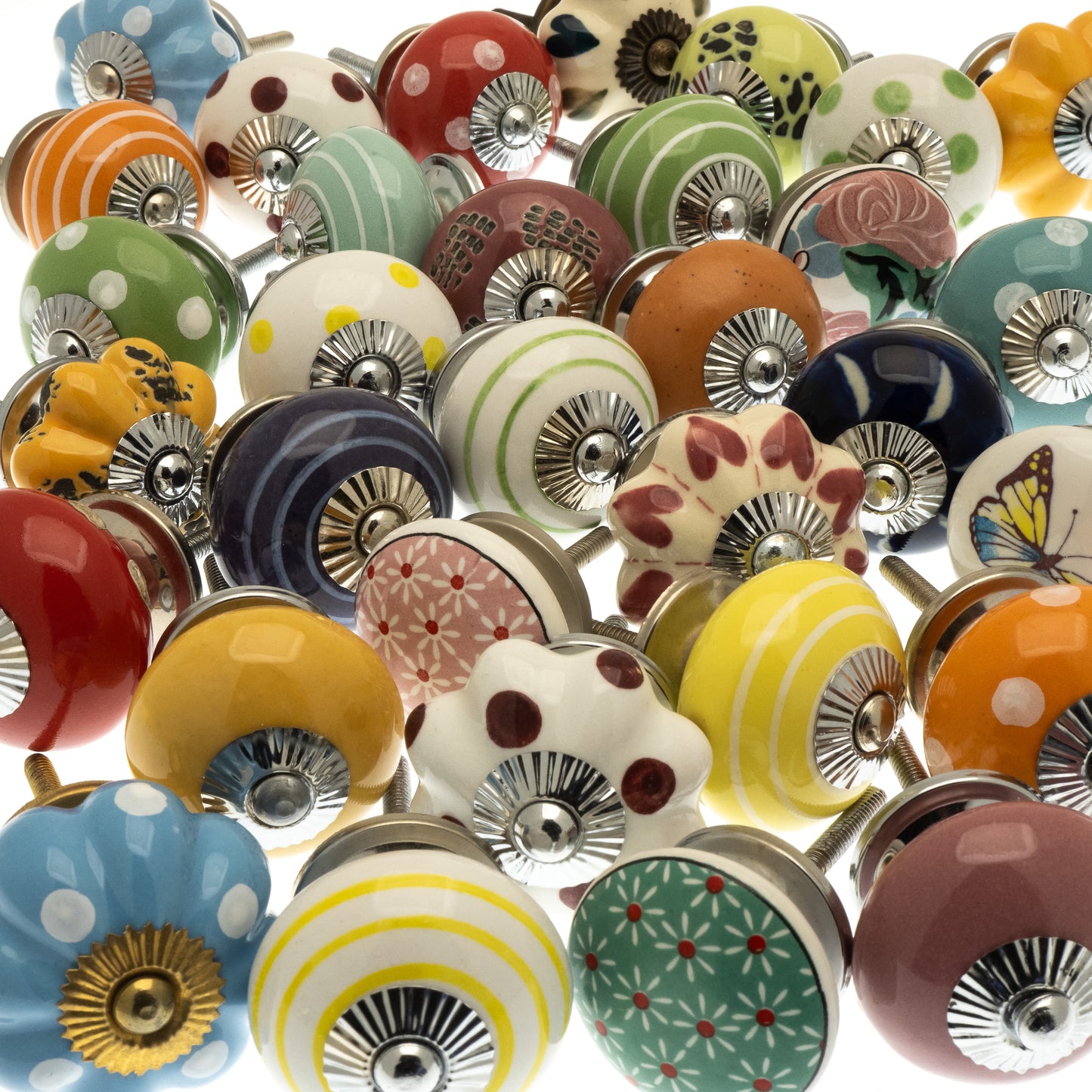 36 boutons de porte d'armoire en céramique - magnifiquement peints à la main (Ensemble de 36)