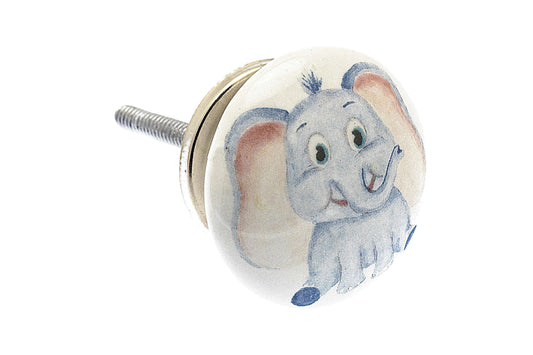 Bouton d'armoire en céramique Éléphant de pépinière d'animaux