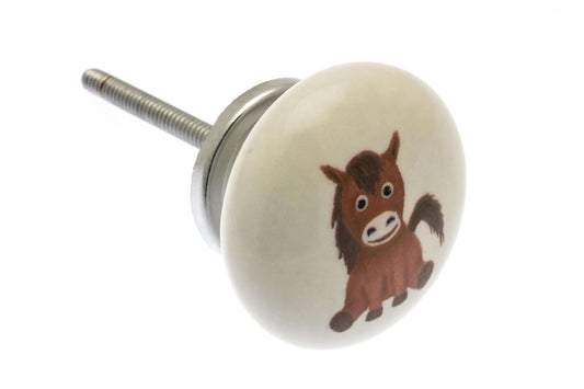Bouton de placard en céramique Chambre d'animaux Penny le poney