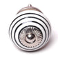 Ceramic Cupboard Knob in White with Black Hoops Stripes