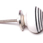 Ceramic Cupboard Knob in White with Black Hoops Stripes
