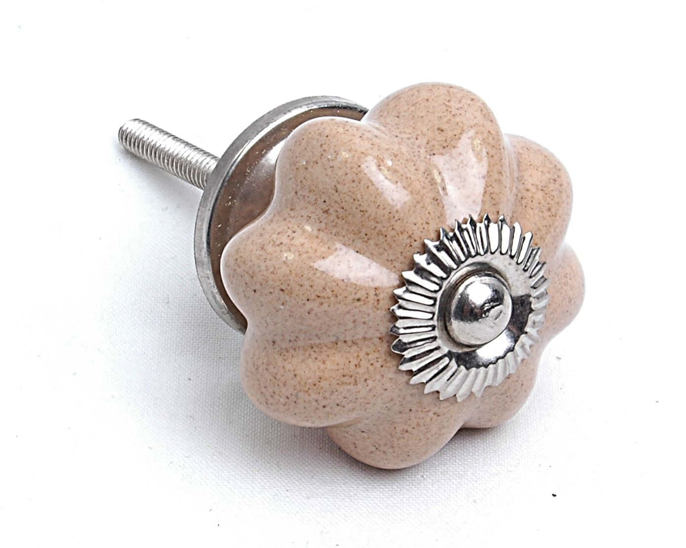 Ceramic Door Knob Flower Shape in Natural