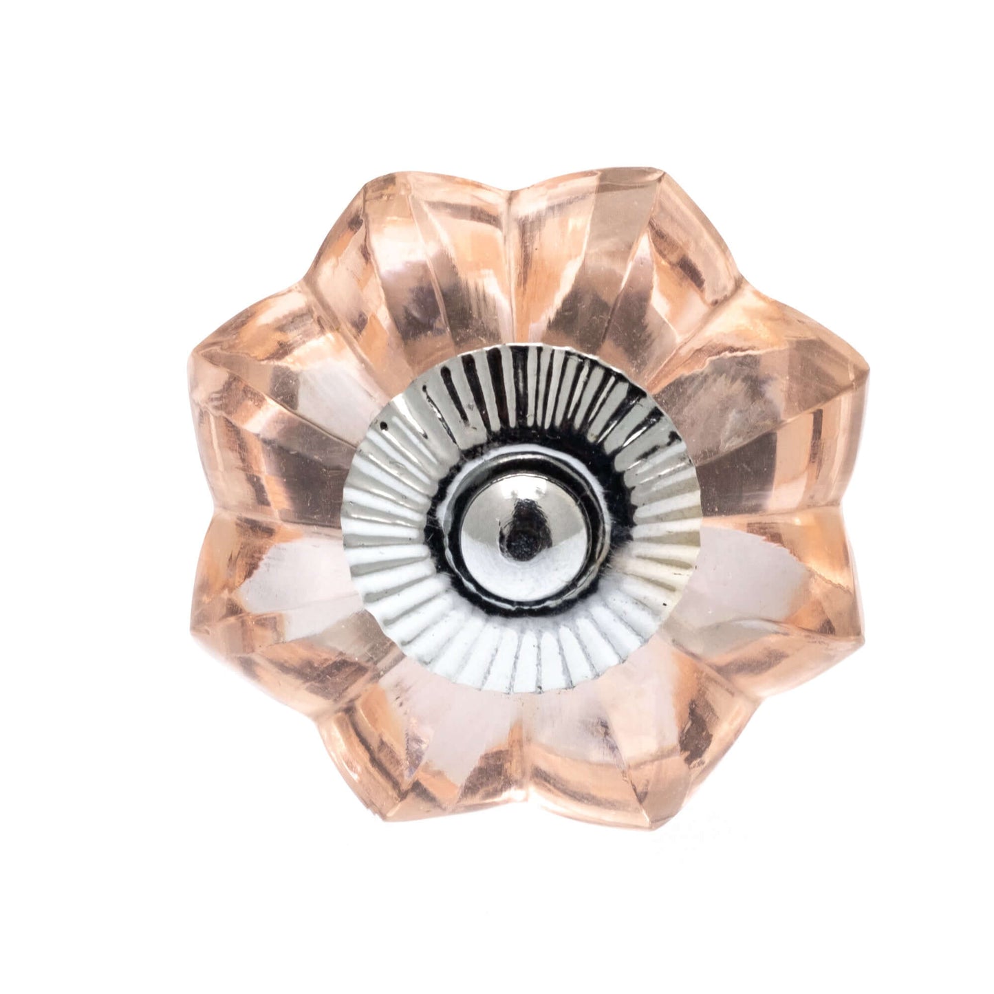 Glass Knob Antique Pink with Polished Chrome Fittings