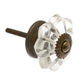 Clear Glass Cupboard Knob with Antique Brass Fittings