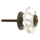 Clear Glass Cupboard Knob with Antique Brass Fittings