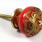 Ceramic Knob in Red with Brass Fret Cap