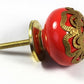 Ceramic Knob in Red with Brass Fret Cap