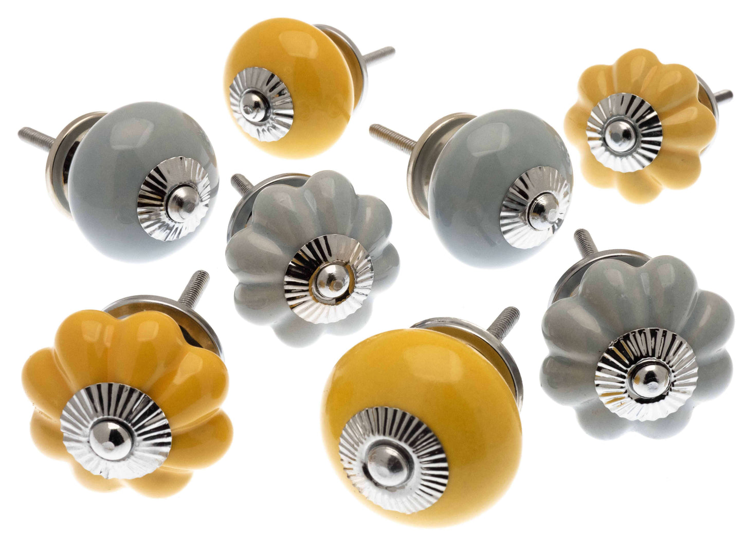 Boutons de porte en céramique Safran et ardoise Ensemble mixte de 8
