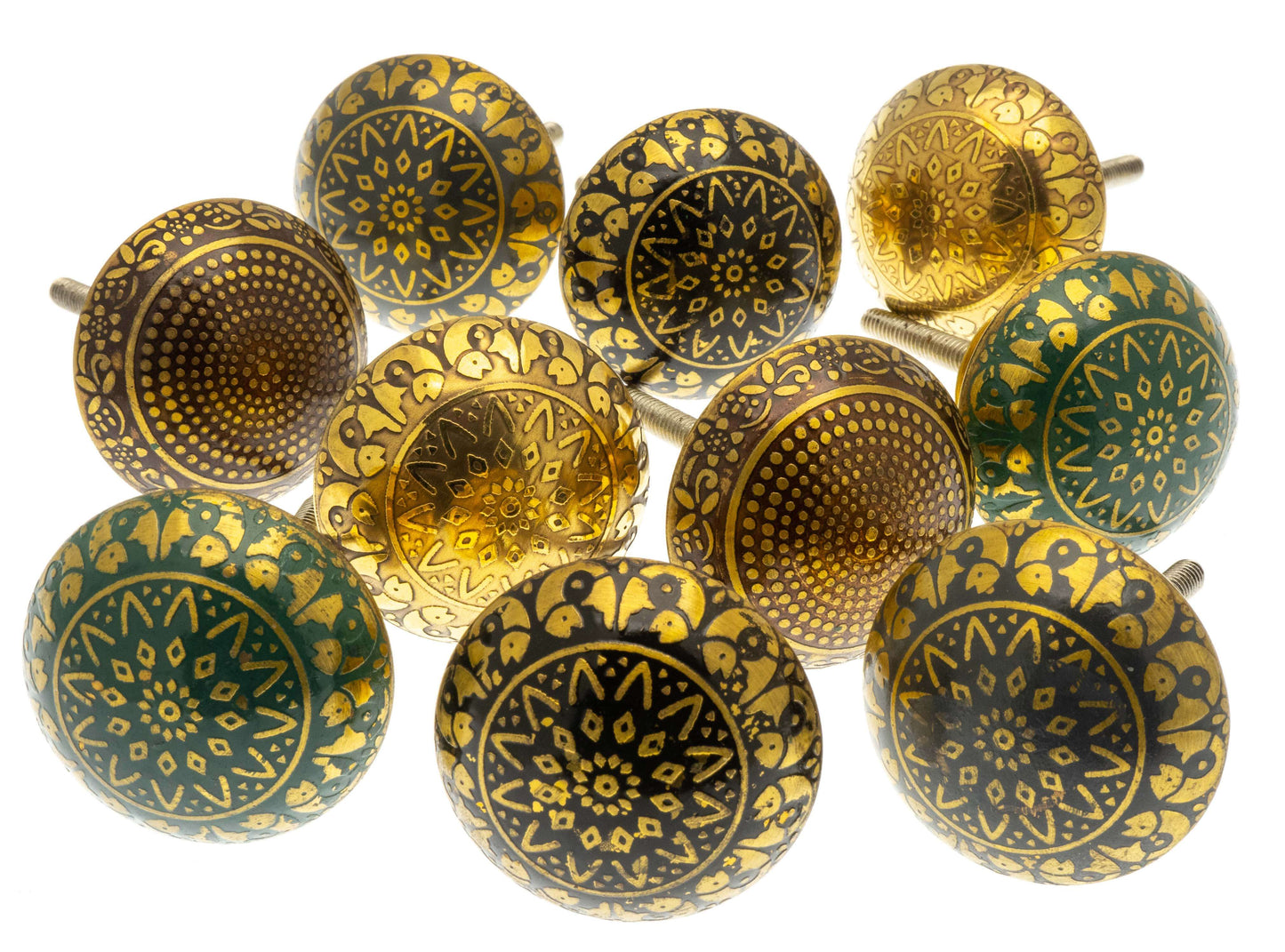 Etched Patterned Brass Dome Moroccan Style Cupboard Knob Selection of 10