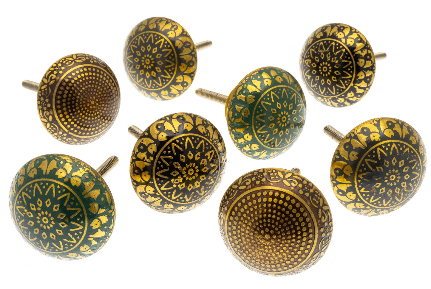 Etched Patterned Brass Dome Moroccan Style Cupboard Knob Selection of 8