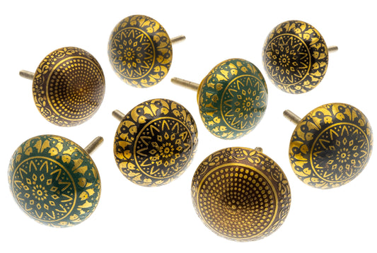 Bouton de placard de style marocain en forme de dôme en laiton gravé, sélection de 8