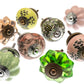 Ceramic Cupboard Knobs Pretty French Provence with Glass (Set of 8)