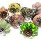 Ceramic Cupboard Knobs Pretty French Provence with Glass (Set of 8)