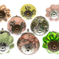 Ceramic Cupboard Knobs Pretty French Provence with Glass (Set of 8)