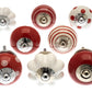 Ceramic Door Knobs Bright Red and White (Set of 8)