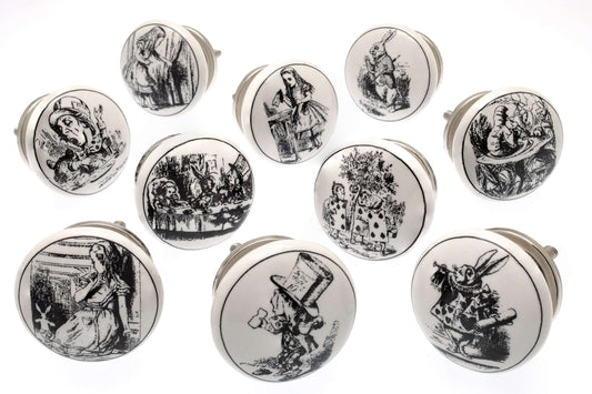 Ceramic Cupboard Door Knobs Exclusive Alice in Wonderland (Set of 10)