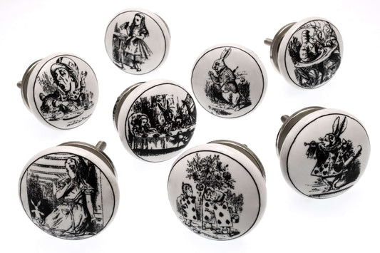 Ceramic Cupboard Door Knobs Exclusive Alice in Wonderland (Set of 8)