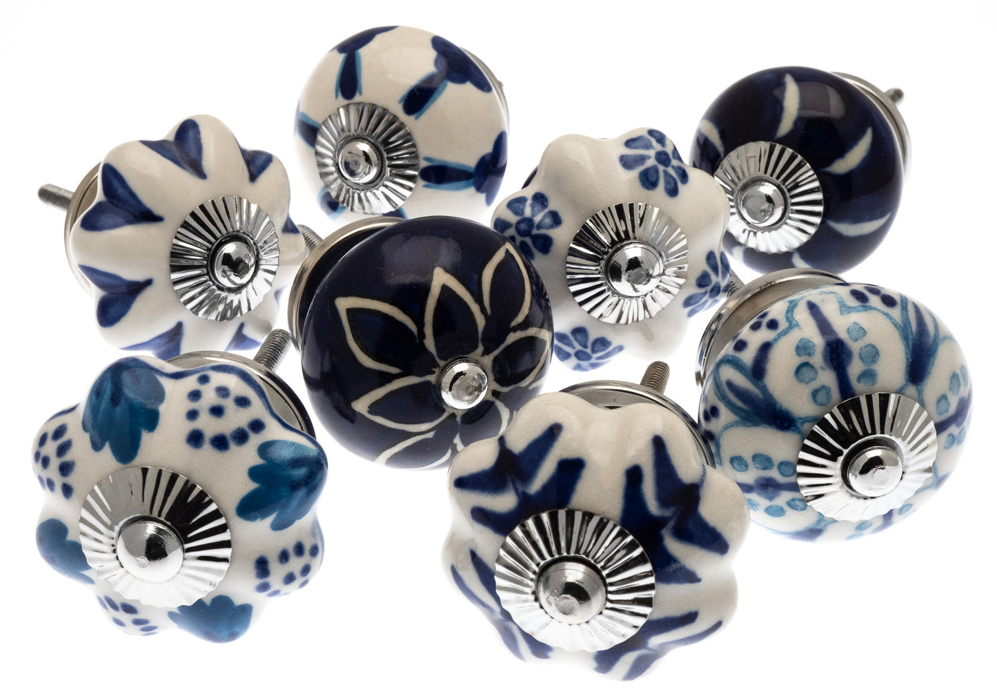 Ceramic Door Knobs - Cobalt Blue Vintage Style (Set of 8)