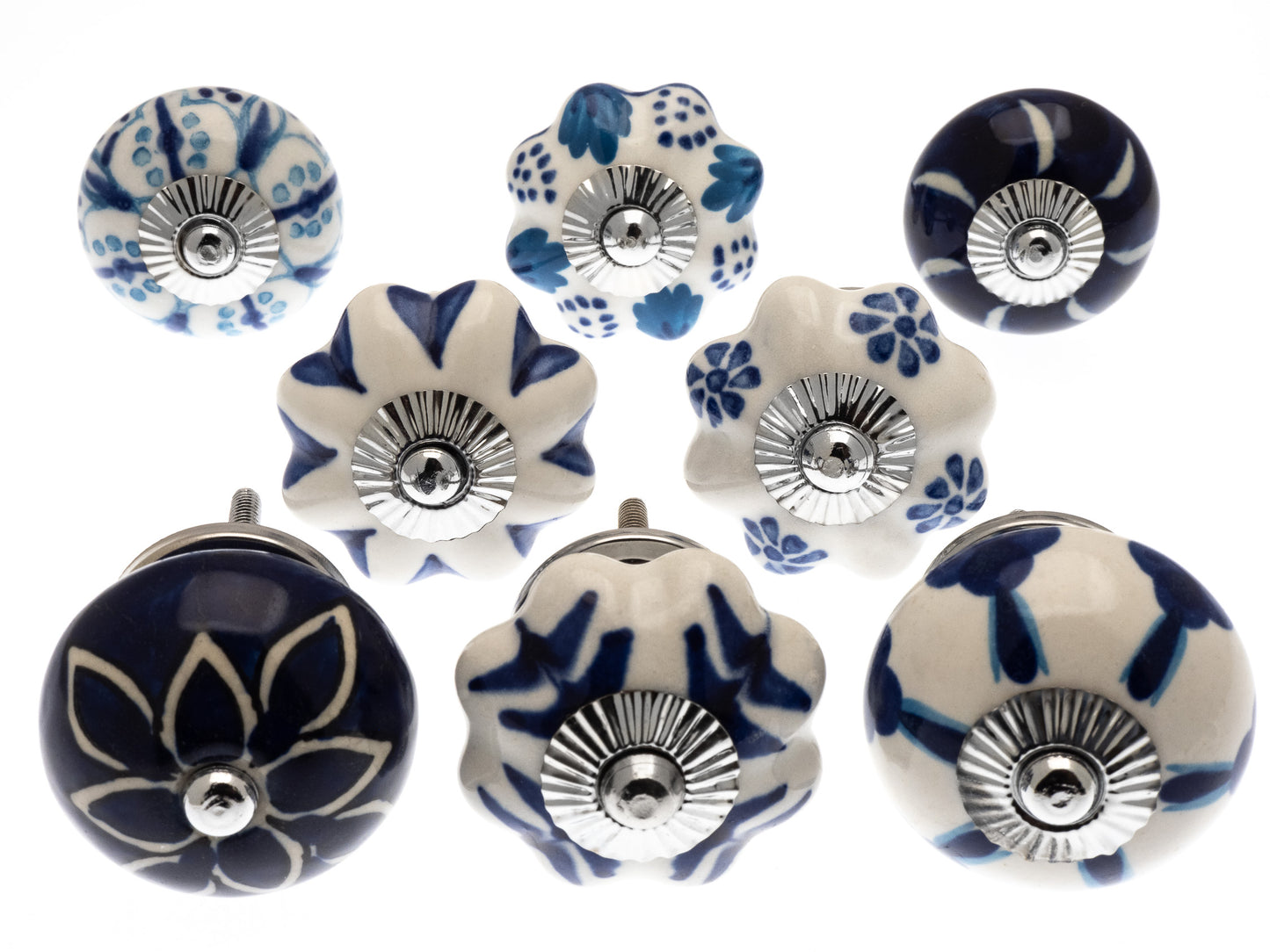 Ceramic Door Knobs - Cobalt Blue Vintage Style (Set of 8)