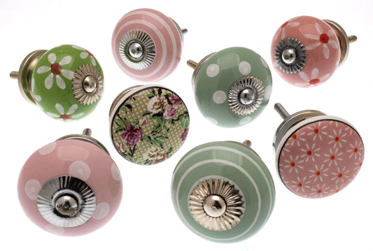 Ceramic Door Knobs - Spring Blush Mixed Set of 8