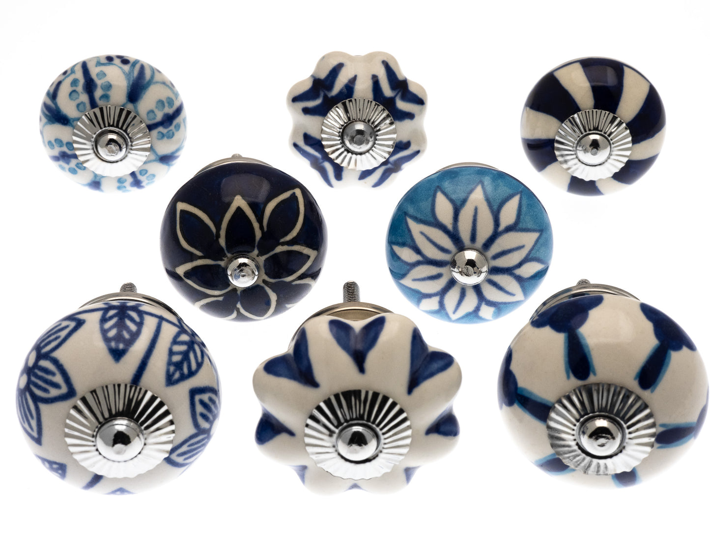 Cupboard Knobs in Mixed Blues Wardrobe Kitchen Pulls Pack of 8