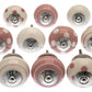 Pink Ceramic Cupboard Door Knobs in Hand Painted Spots and Stripes - Set of 10