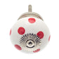 Ceramic Knob Hand Painted Red Dots on White 40mm