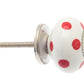 Ceramic Knob Hand Painted Red Dots on White 40mm