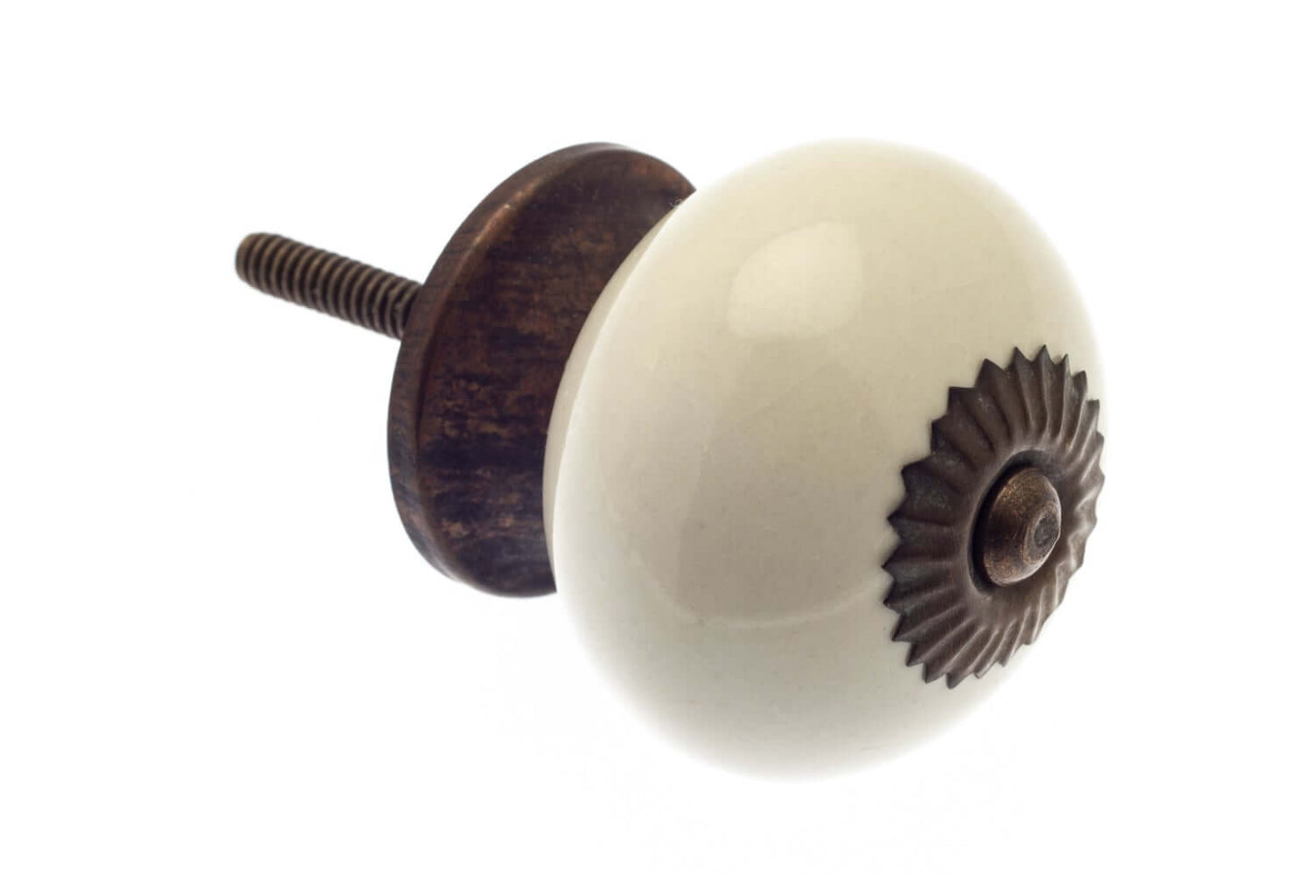 Ceramic Knob Ivory Cream with Antique Brass Fittings