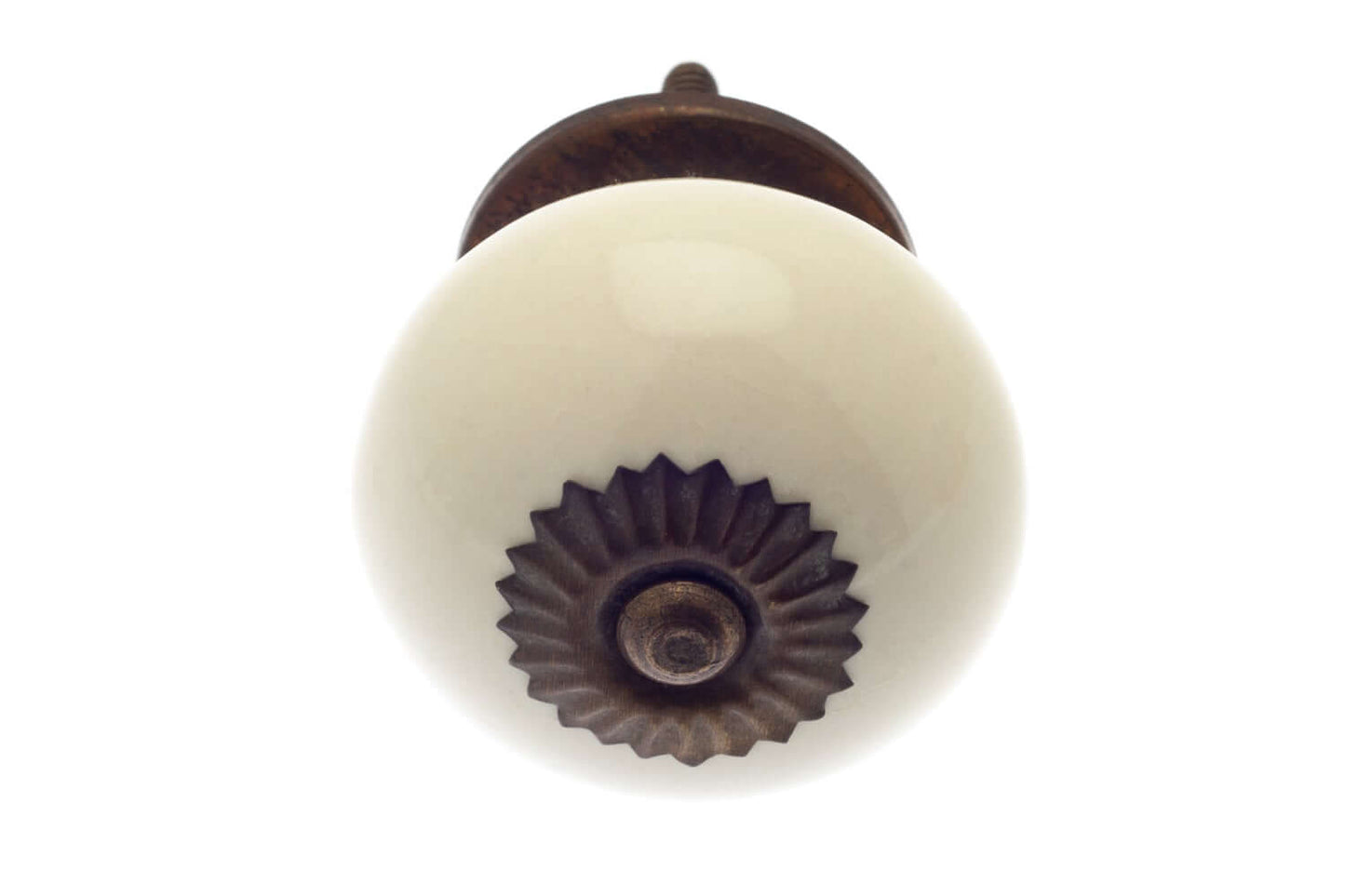 Ceramic Knob Ivory Cream with Antique Brass Fittings
