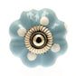 Ceramic Door Knob Sky Blue Flower Shape with White Dots