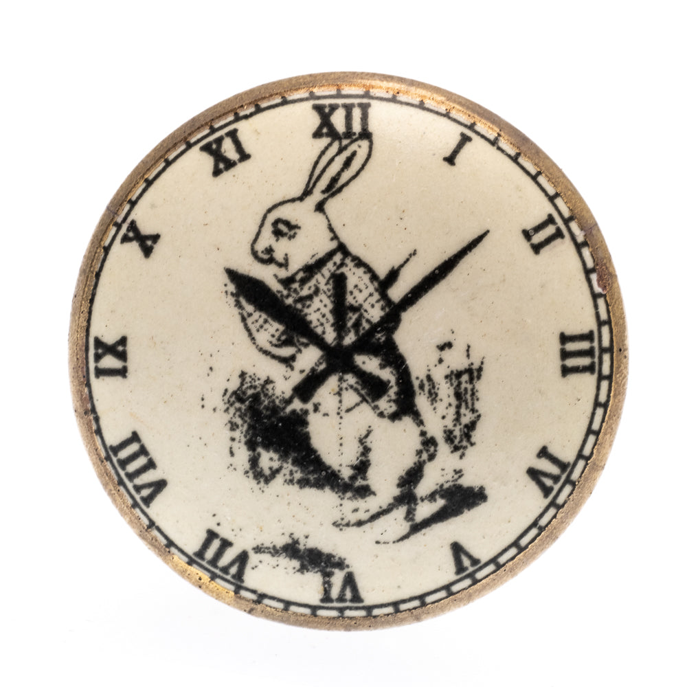 Bouton de placard en céramique Alice au pays des merveilles Lapin Je suis en retard