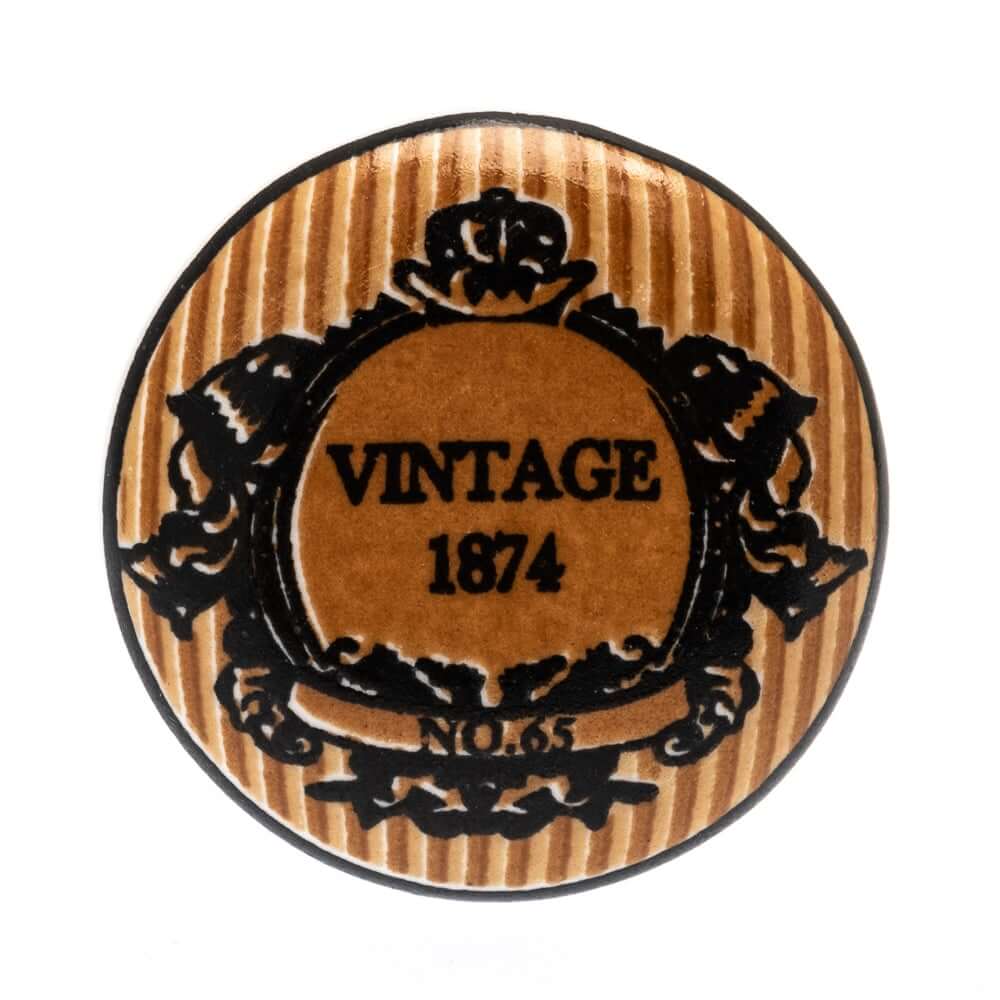 Ceramic Knob Tobacco Brown 'Vintage 1874' 38mm
