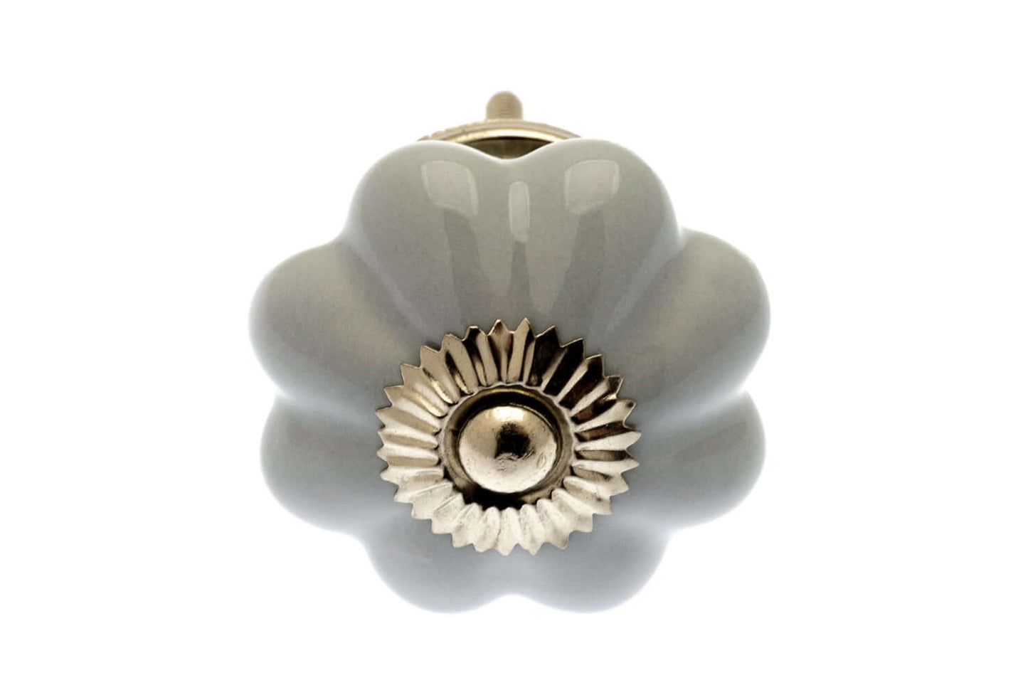 Ceramic Door Knobs Flower Shaped in Grey