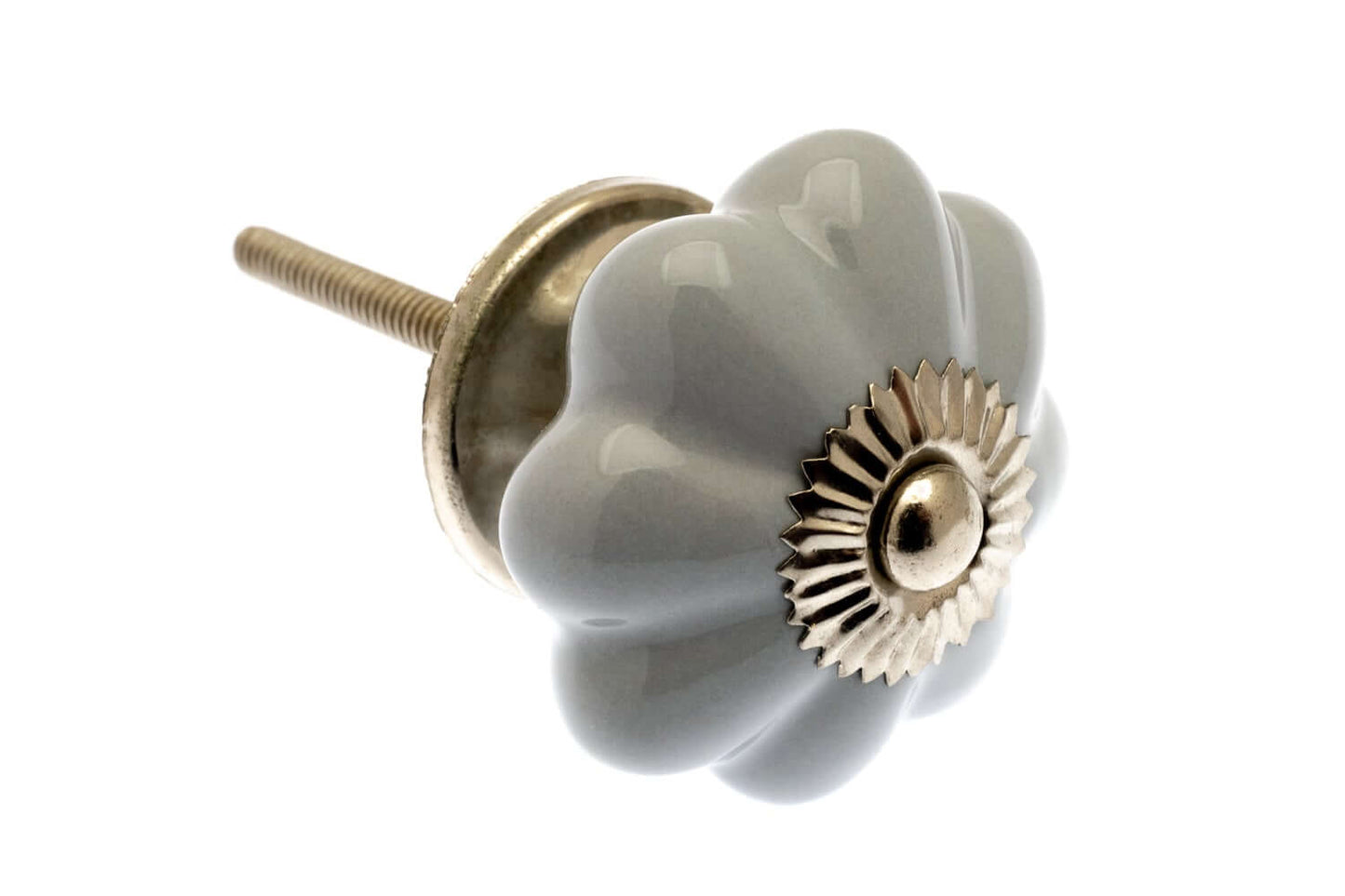 Ceramic Door Knobs Flower Shaped in Grey