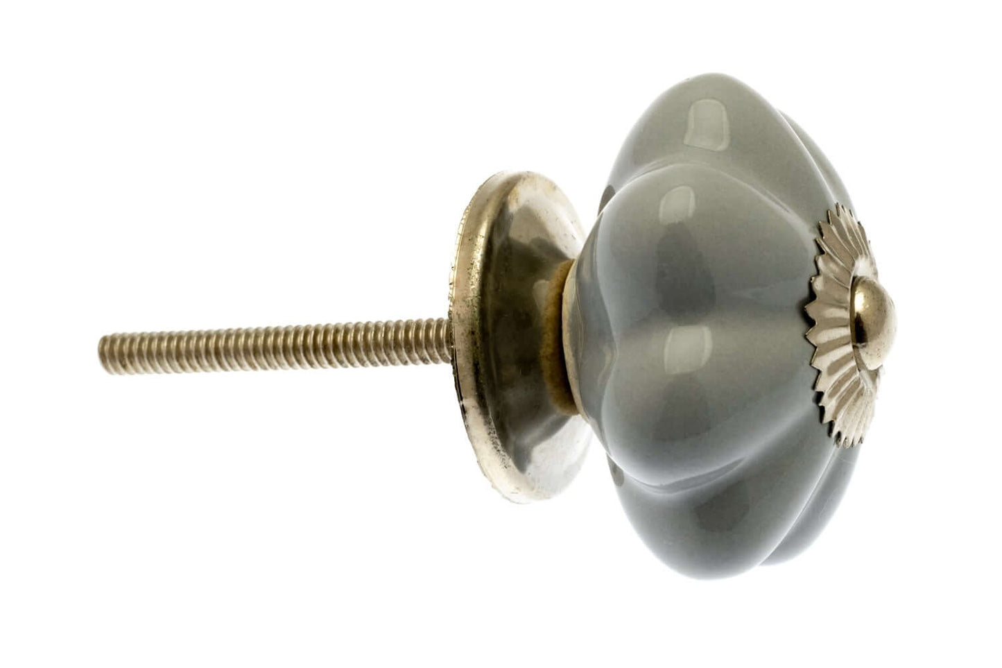 Ceramic Door Knobs Flower Shaped in Grey