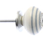 Ceramic Cupboard Knob White with Light Grey Stripes