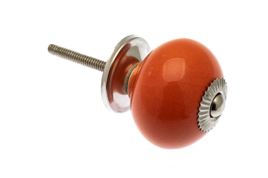 Ceramic Door Knobs in Bright Orange with Silver Fittings