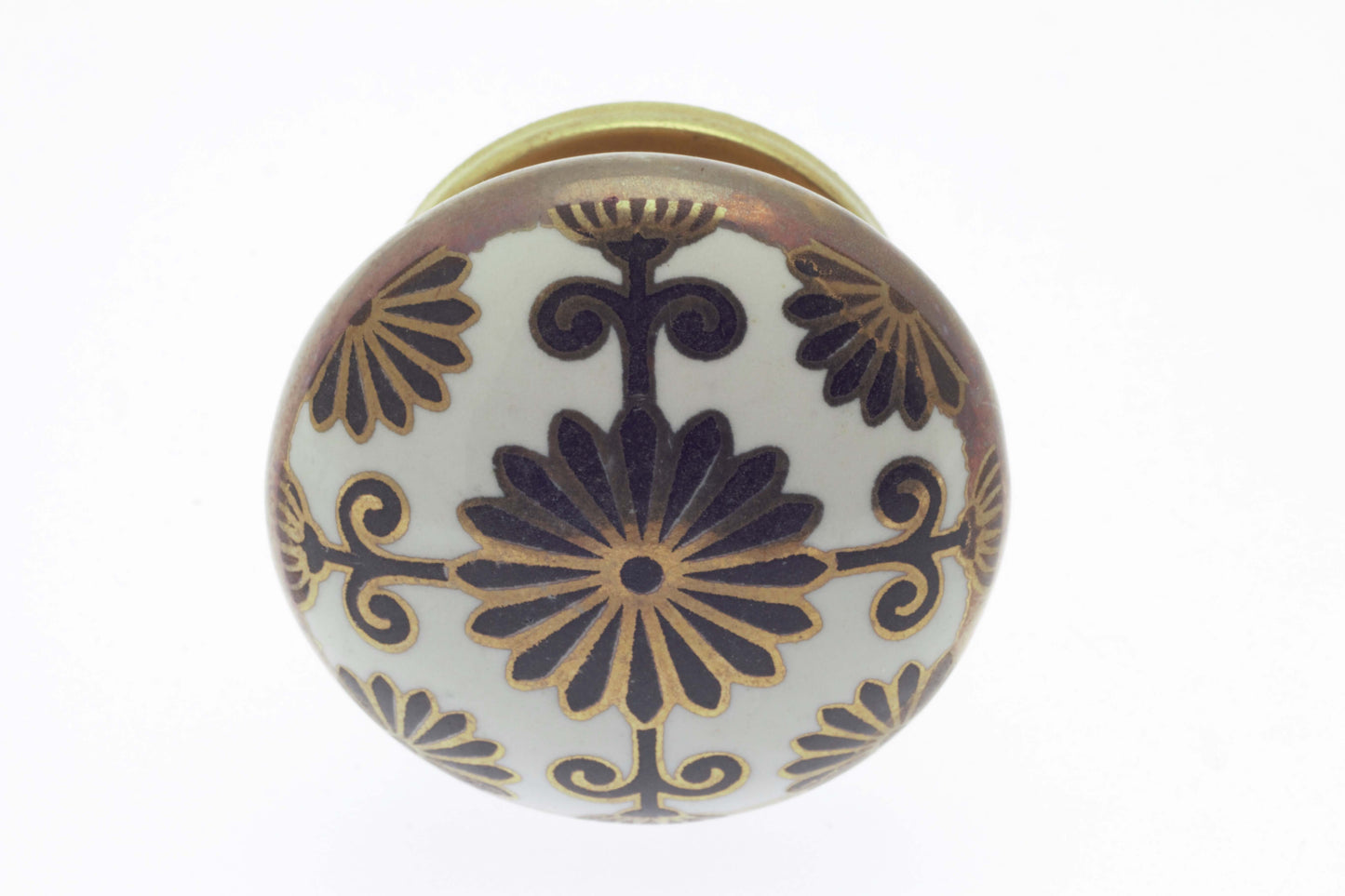 Ceramic Knob in Black & Gold Pattern 40mm