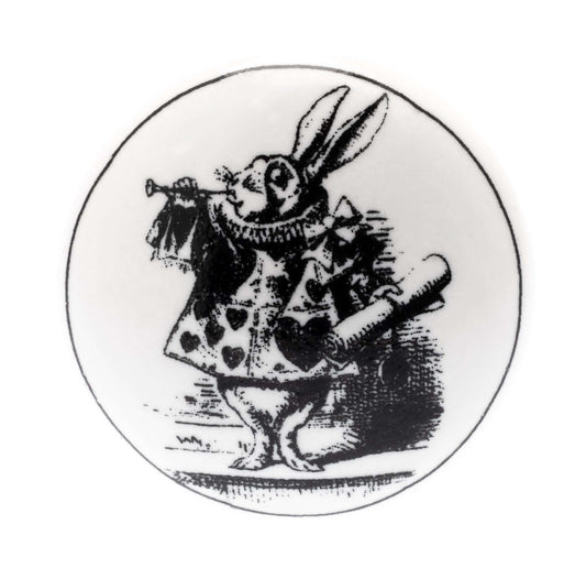 Ceramic Cupboard Knob Alice in Wonderland The Herald Rabbit