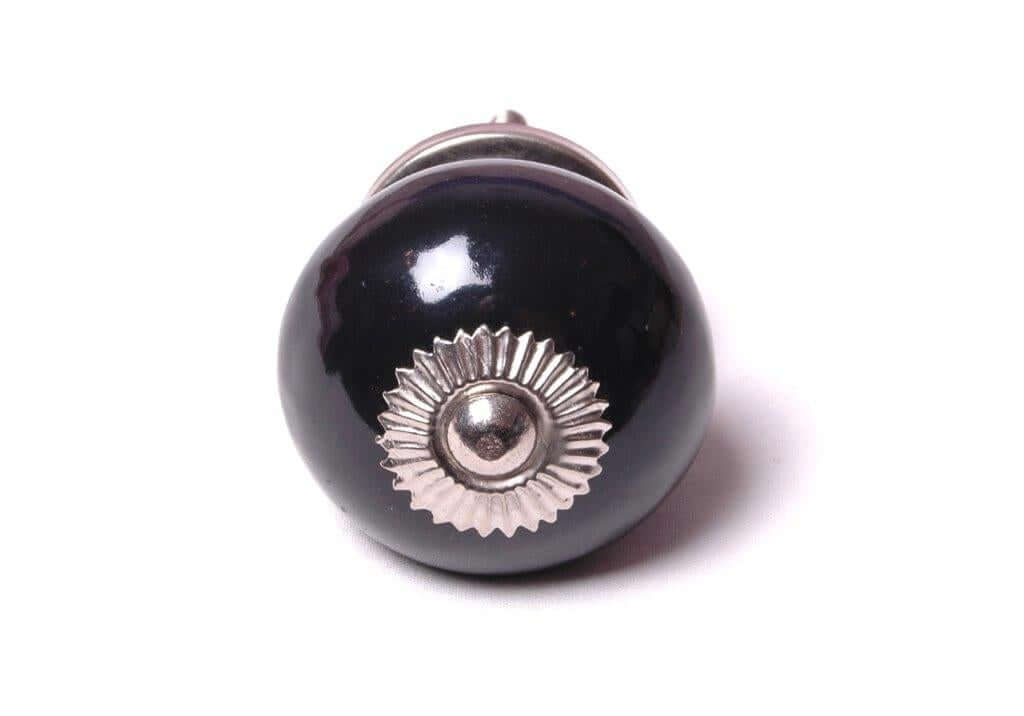 Round Ceramic Knob Black 40mm