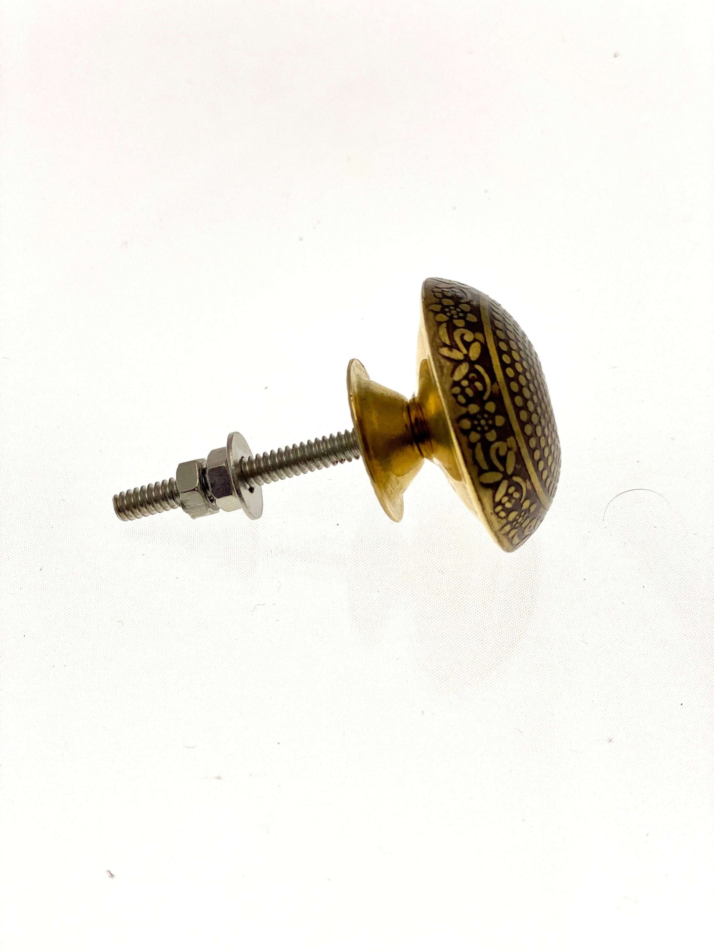 Etched Patterned Brass Dome Moroccan Style Knob for Cupboards in Brown and Gold