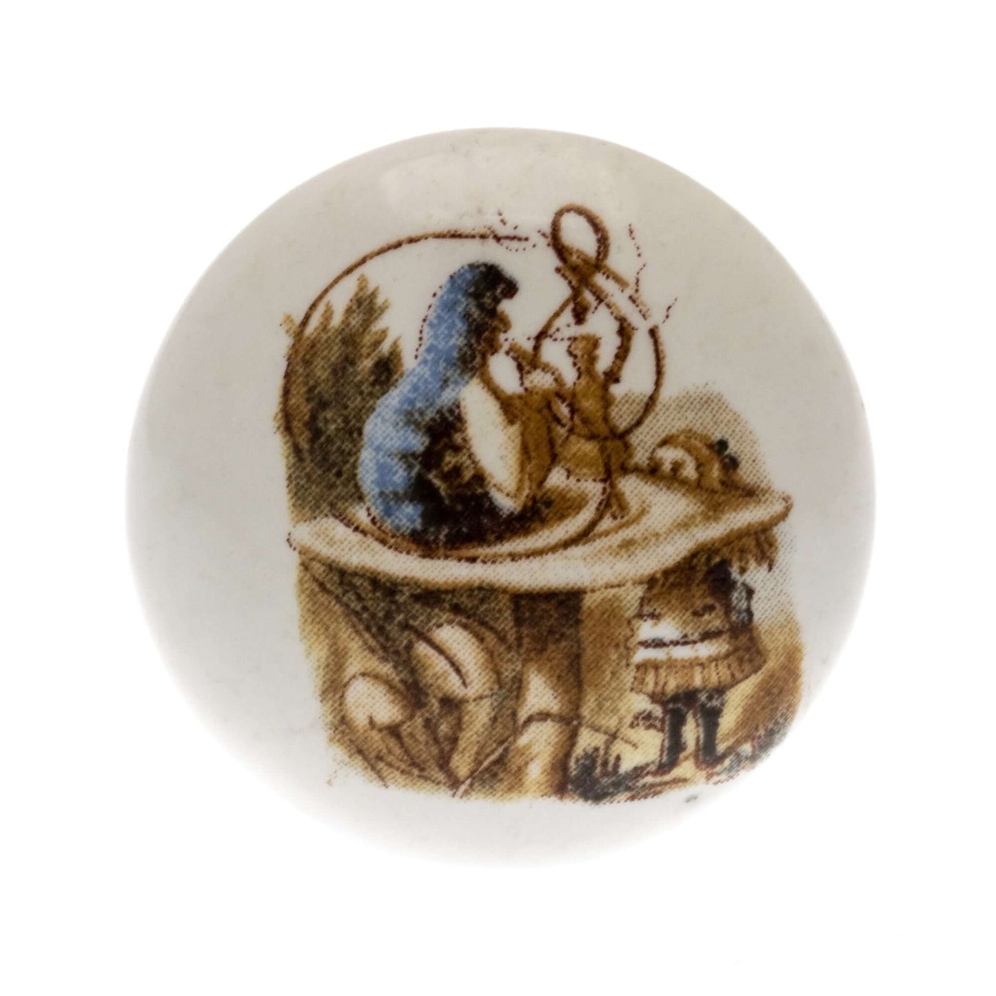 Bouton de placard en céramique Alice au pays des merveilles en couleur « Chenille »